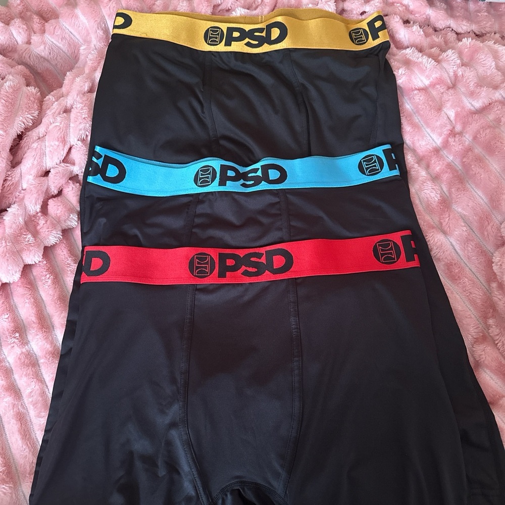 PSD Men's Boxer Briefs - Black with Gold, Blue, and Red Accents